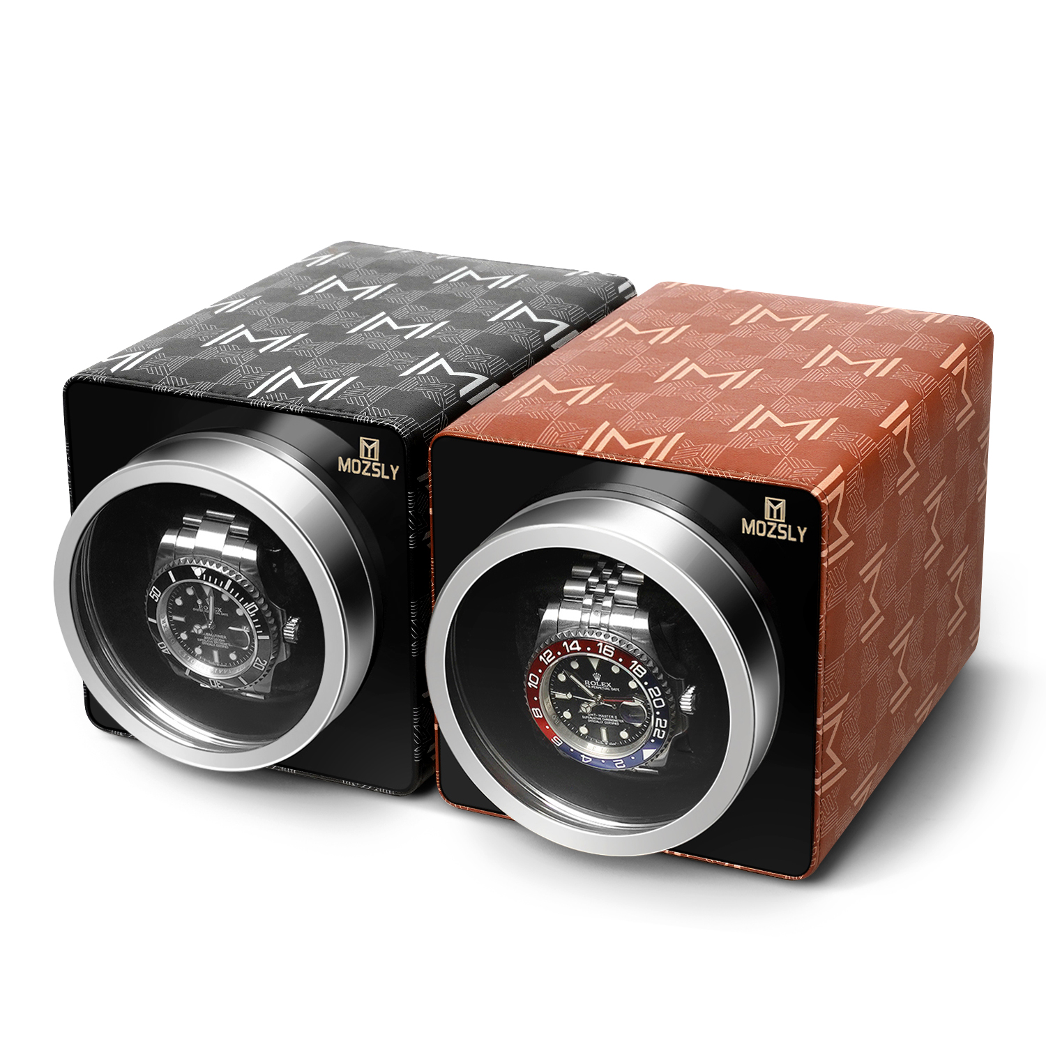 Watch Winder Single - Single head shaker - leather printed,