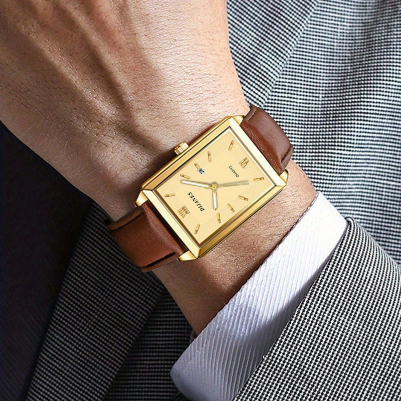 Smartwatch New Watches For Men - Casual Leather Men Watches Simple Square