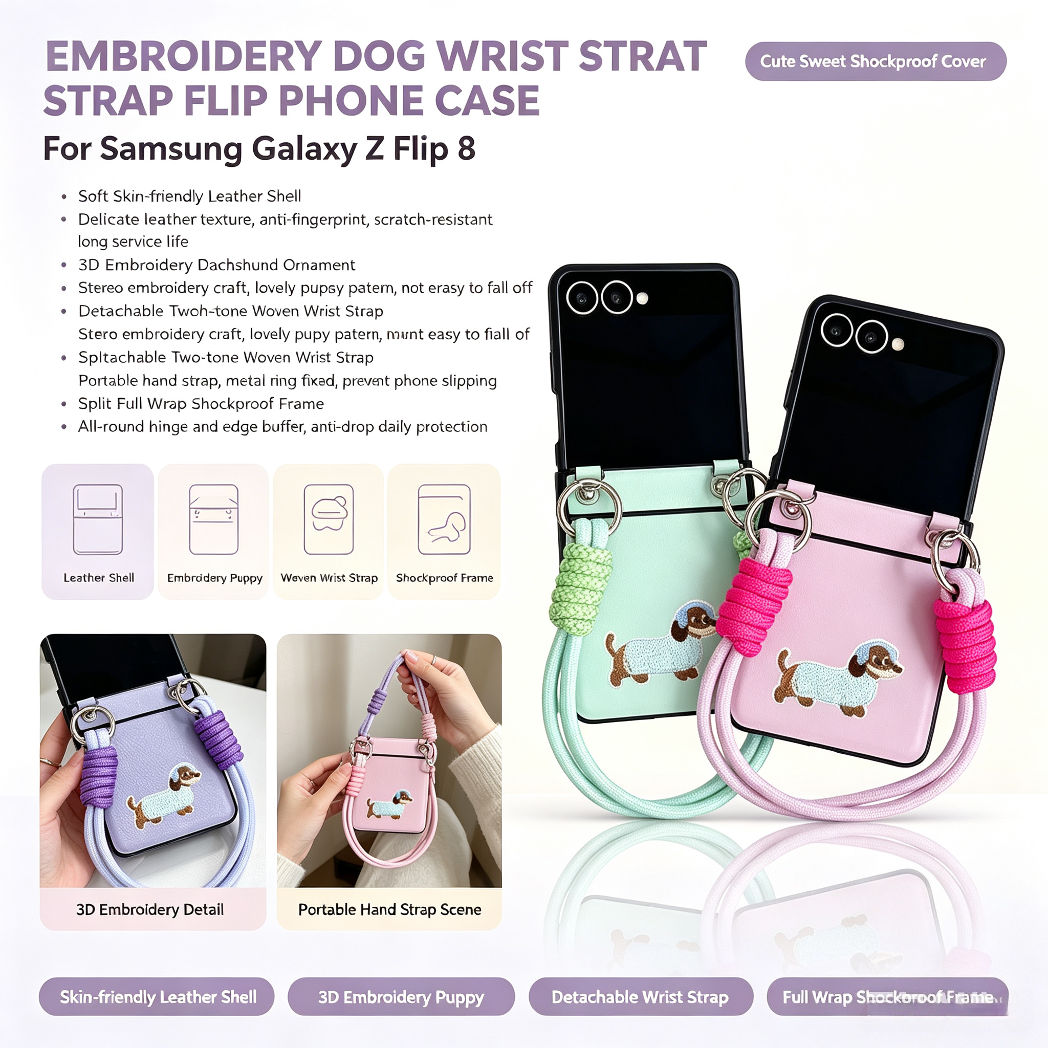 Samsung Galaxy Strap - Fashion Premium PU Leather Cute Puppy