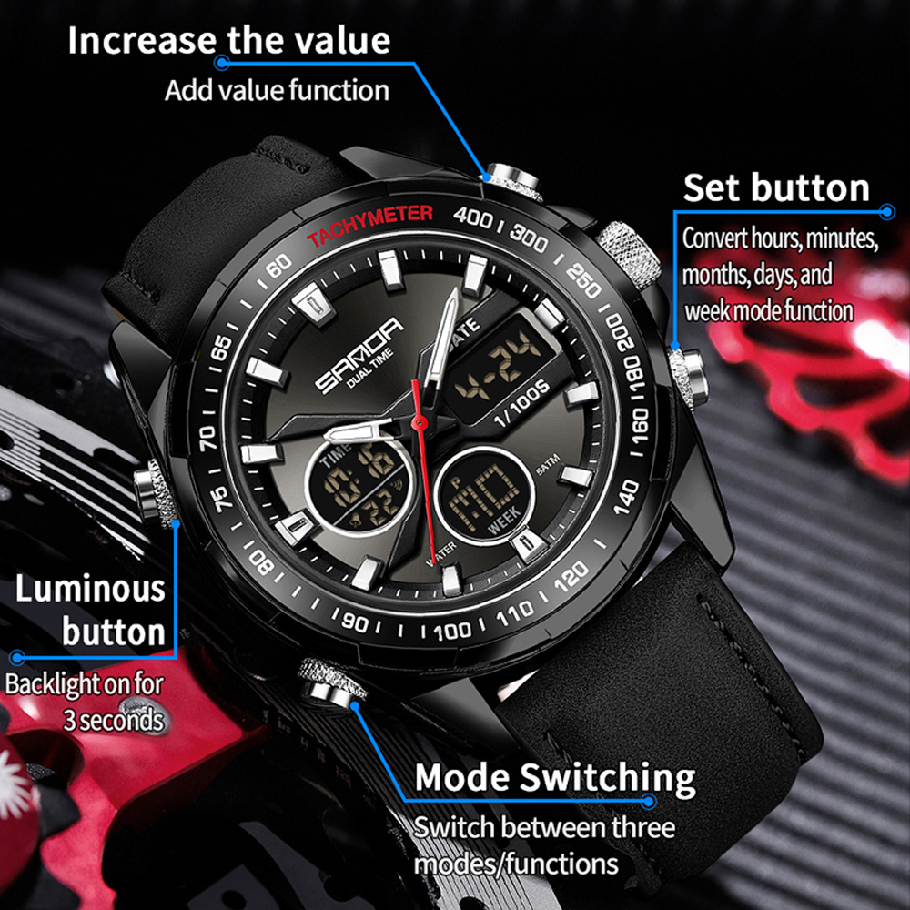 SANDA Luxury Chronograph Men W - Smartwatch Watches For Men Digital recension och pris