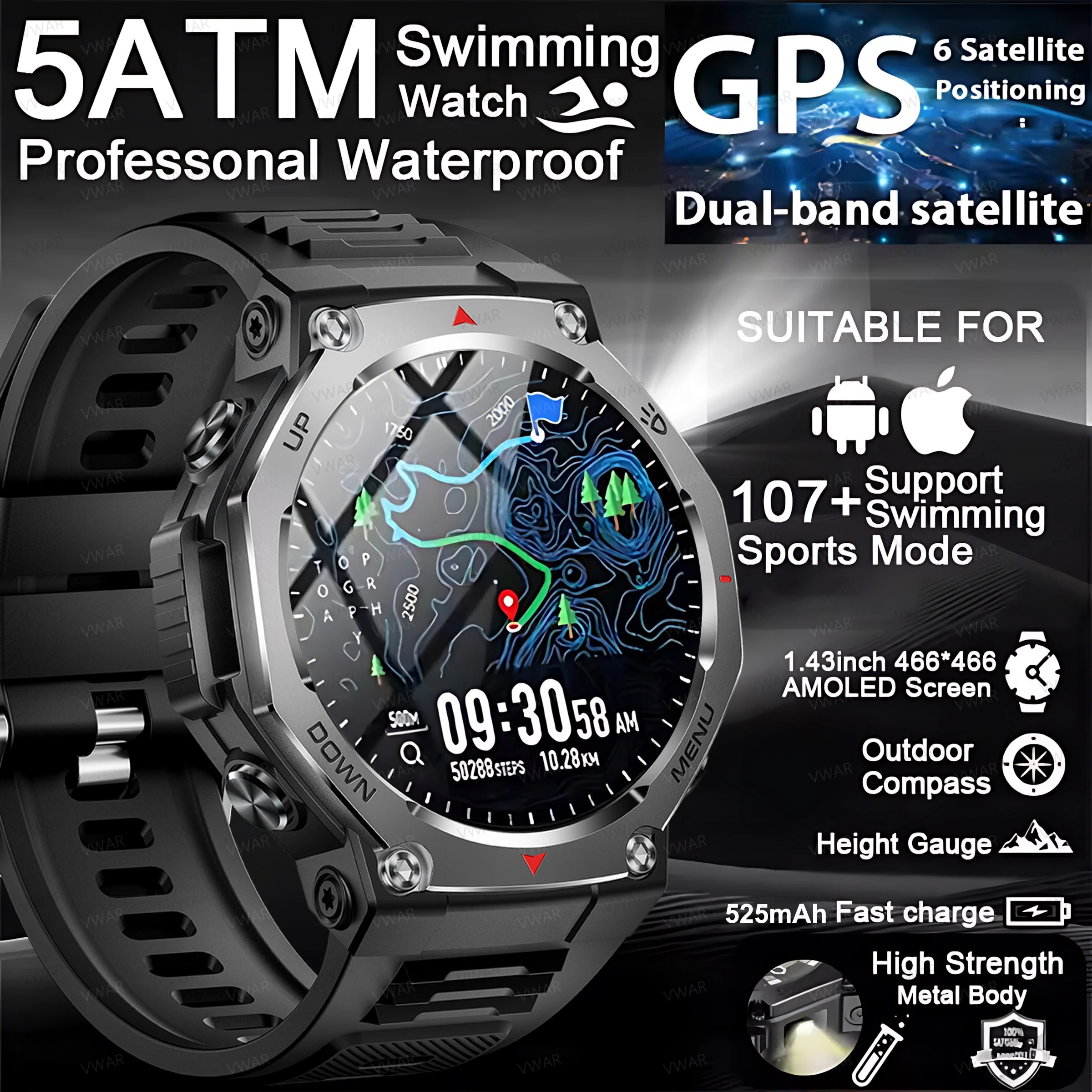 2025 New Military Smart Watch  - Watch Vs Smartwatch recension och pris