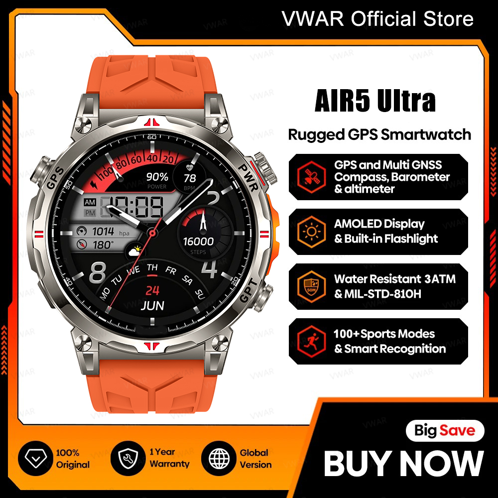 2025 New VWAR Air5 Ultra GPS S - Watch Vs Smartwatch recension och pris