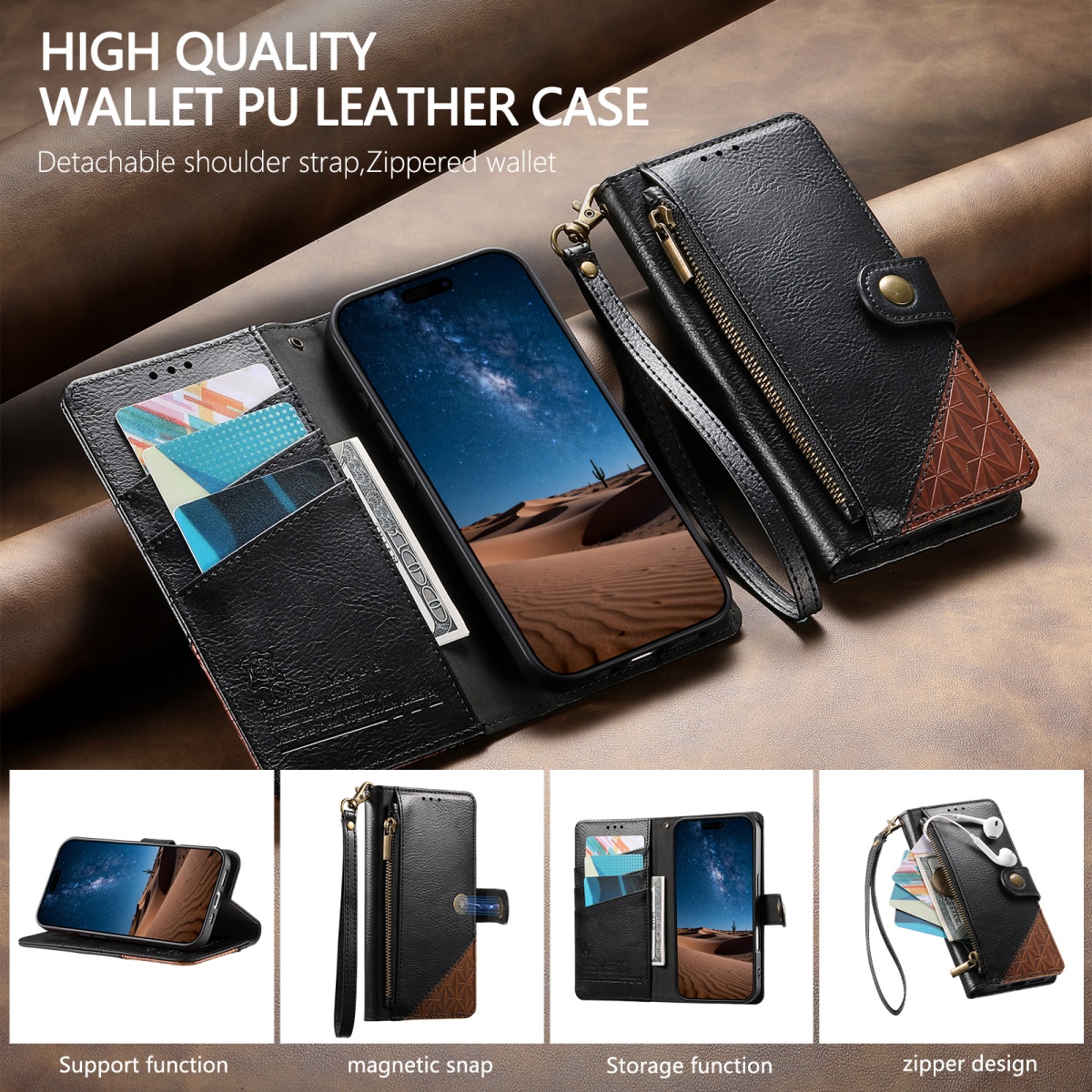 PU Leather Zipper Wrist Strap  - Samsung Galaxy Strap recension och pris