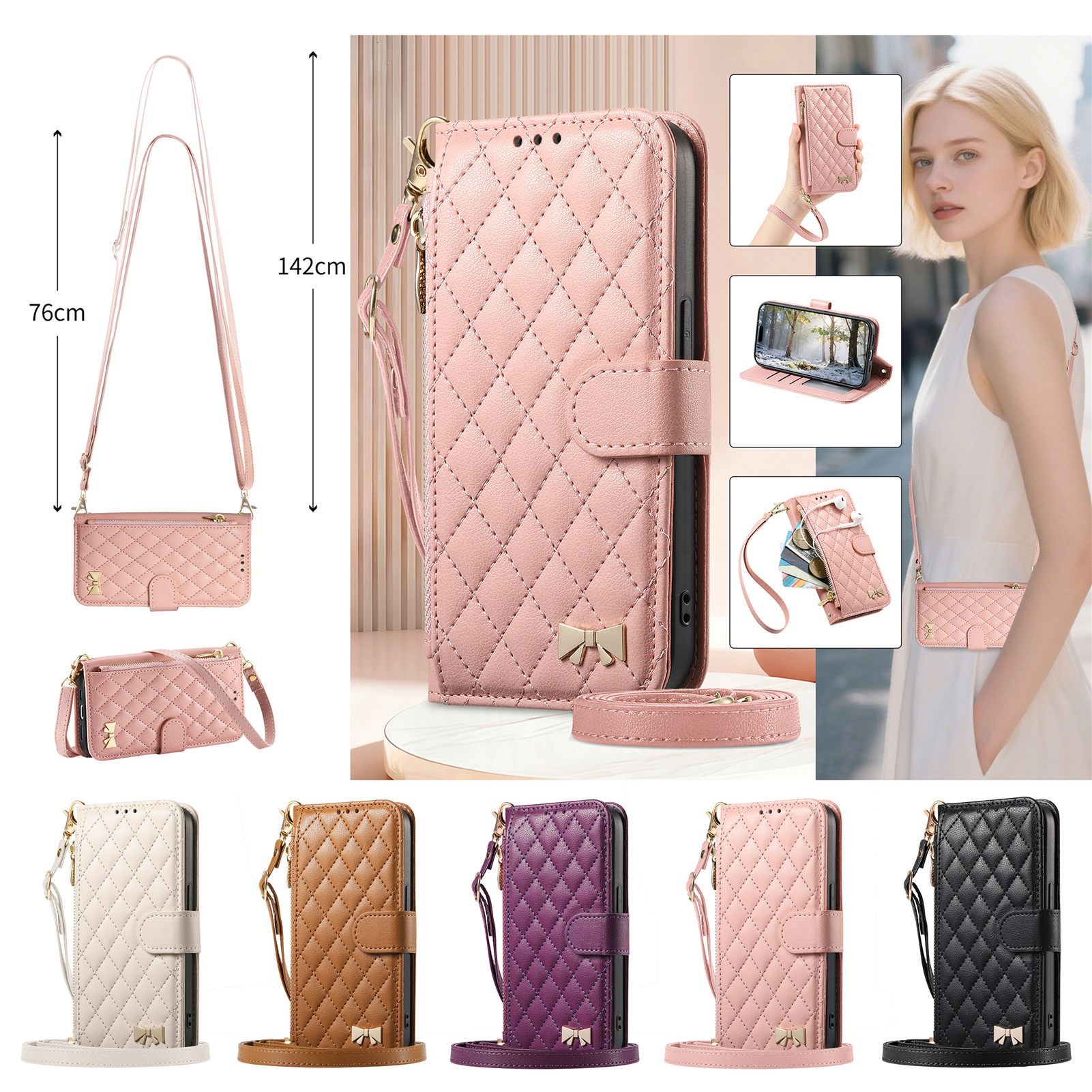 PU Leather Zipper Crossbody Wr - Samsung Galaxy Strap recension och pris