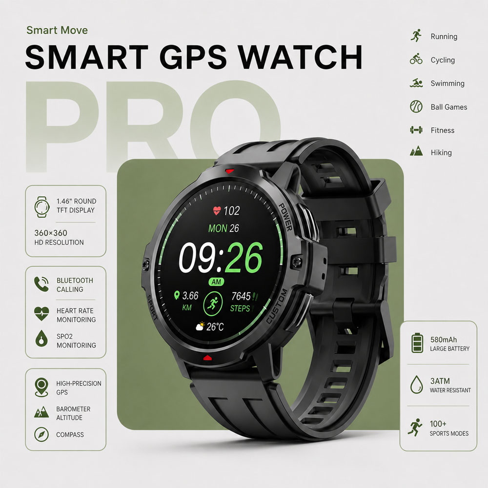 NEW 1.46 Inches Military GPS S - Smartwatch Timex Watches For Men recension och pris