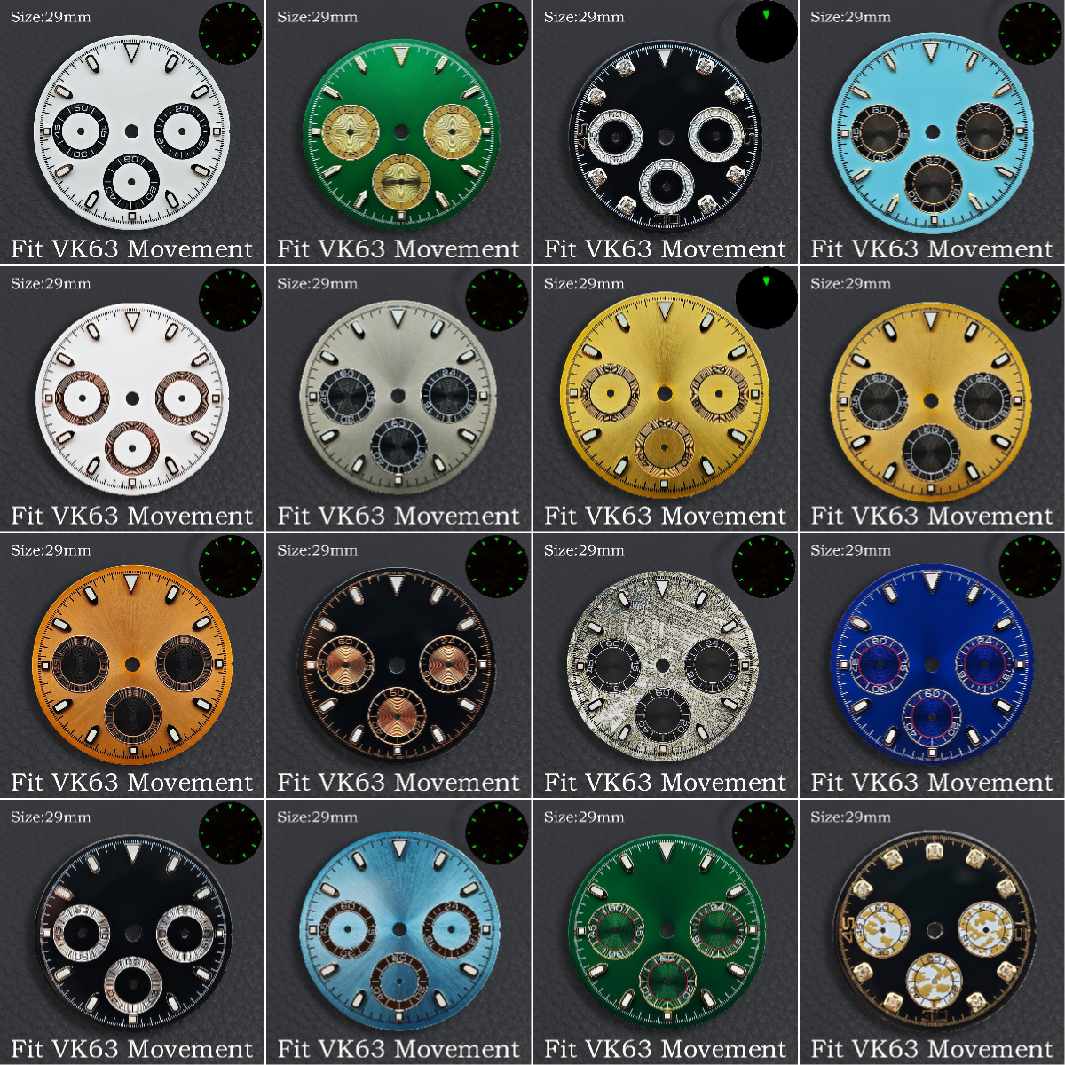 VK63 29mm Dial Watch Hands Gre - Luminous Dial Face recension och pris