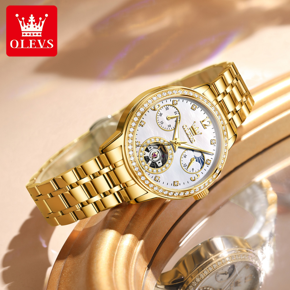 OLEVS 6750 Automatic Woman Wat - Watch Bezel Insert recension och pris