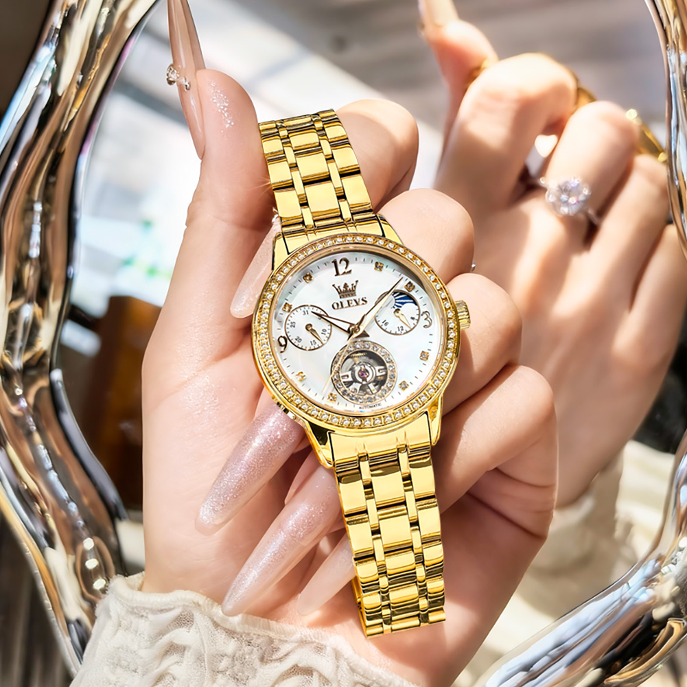 OLEVS 6750 Automatic Woman Wat - Watch Bezel Insert recension och pris