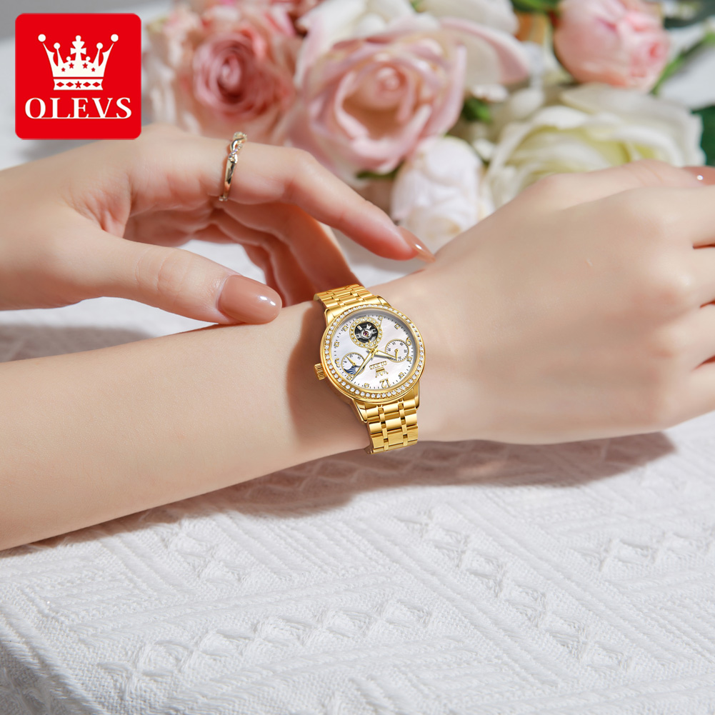 OLEVS 6750 Automatic Woman Wat - Watch Bezel Insert recension och pris