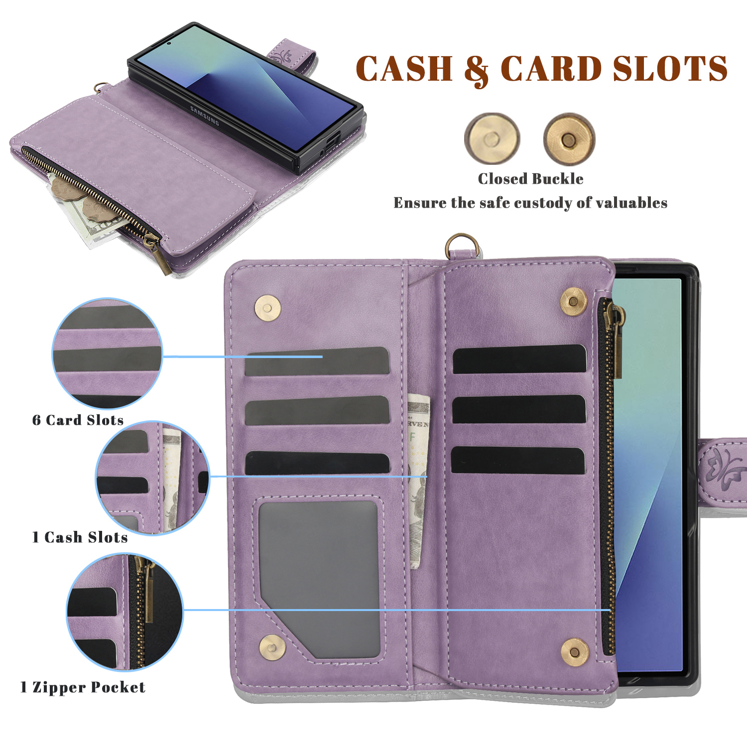 Wrist Strap Leather Zipper Wal - Samsung Galaxy Strap recension och pris